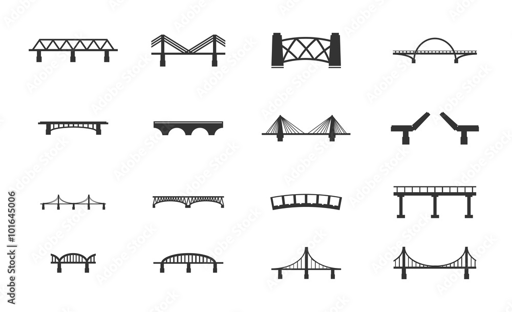 Fototapeta Zestaw ikon mostów