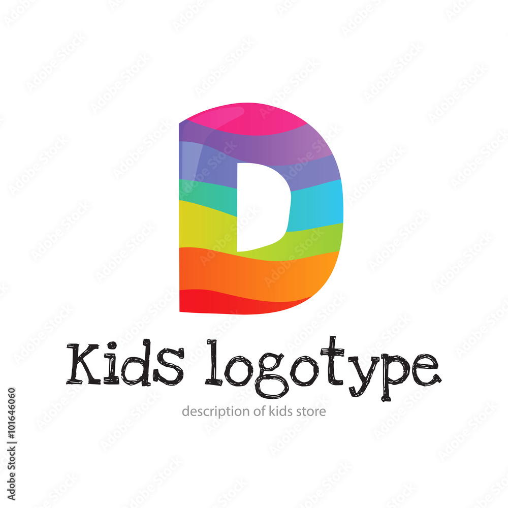 Letter D logo icon design template elements. Kid style logotype and font
Letter D logo icon design template elements. Kid style logotype and font