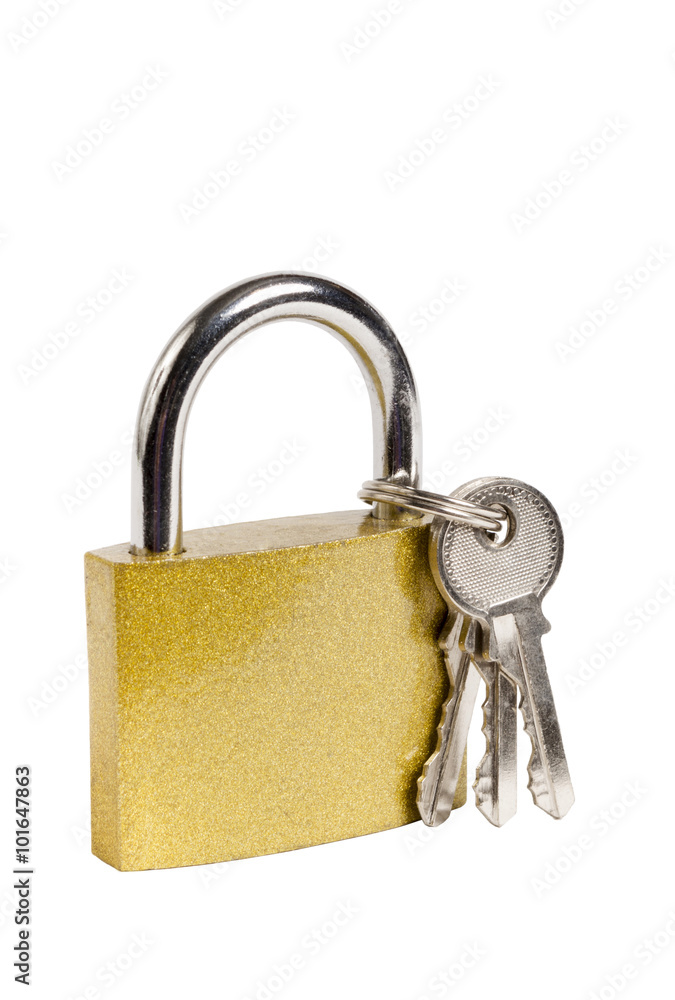 Padlock and keys isolated Padlock and keys isolated