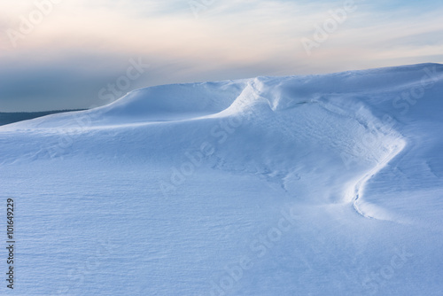 Beautiful Lines of Snowdrift in Evening Light