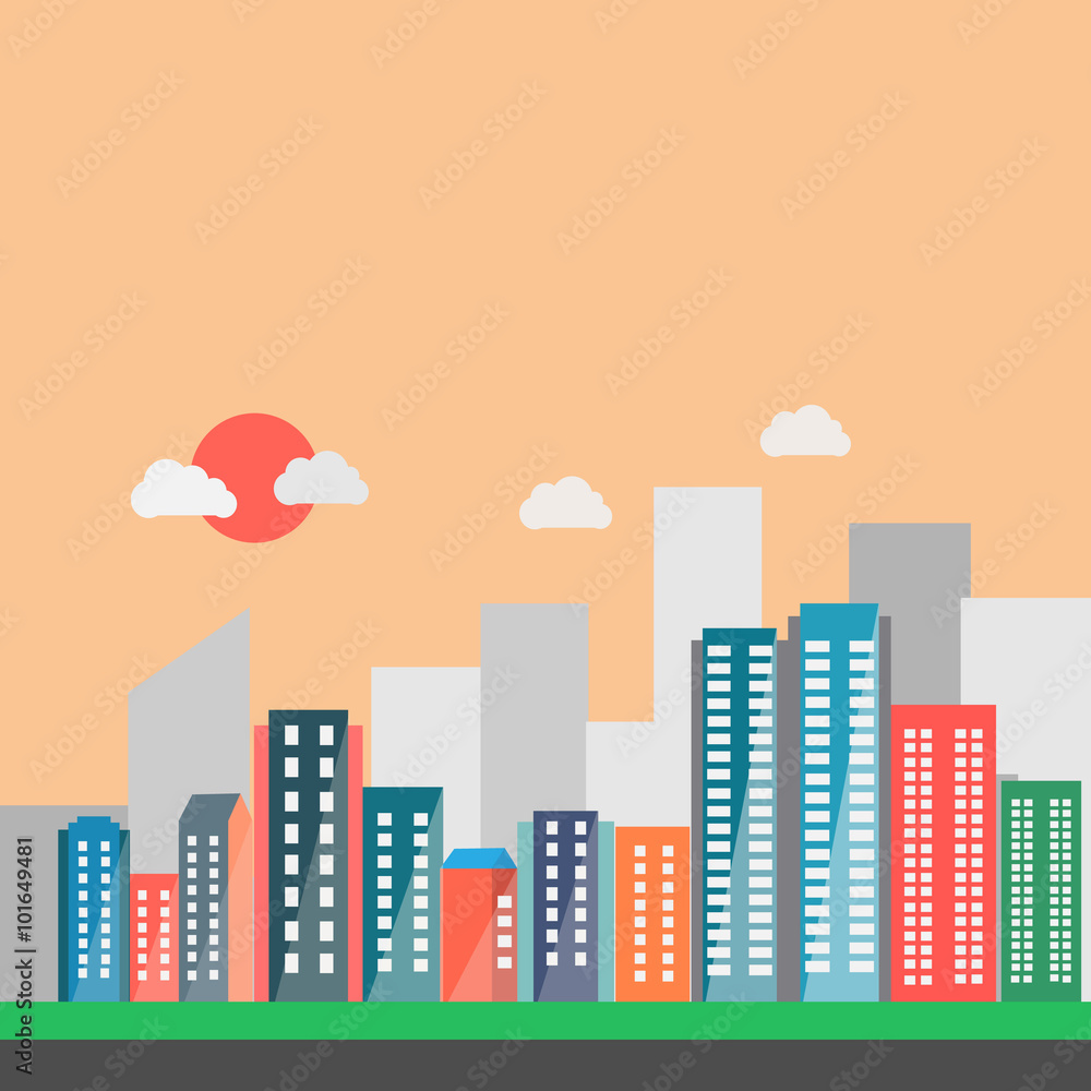 Modern vibrant city in vector graphics Modern vibrant city in vector graphics