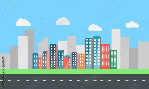 Modern vibrant city in vector graphics