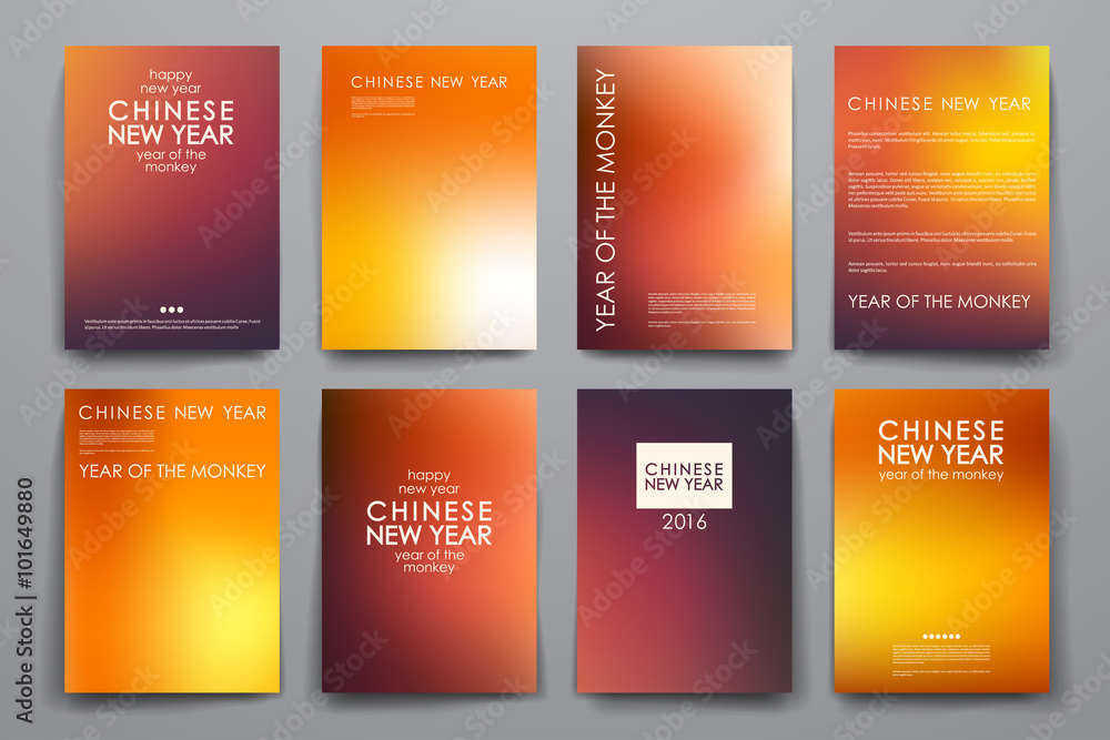 Set of brochure, poster design templates in Chinese New Year style