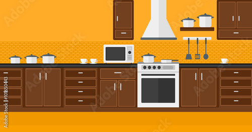 Background of kitchen with appliances.