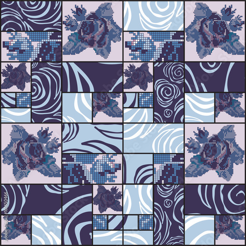 vector seamless patchwork pattern. oriental or russian design