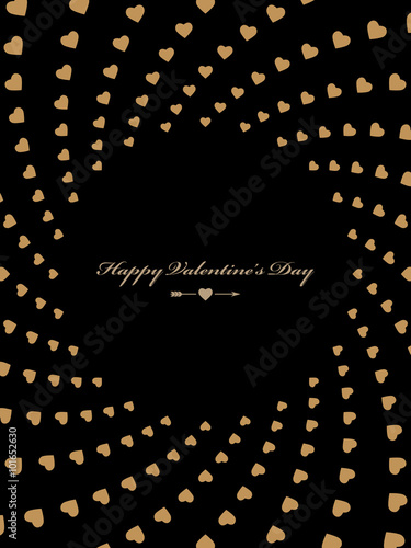 Stylish black and gold greeting card Happy Valentine with hearts