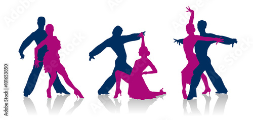 Ballroom dancers detailed silhouettes