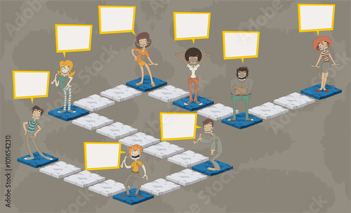 Board game with people over path