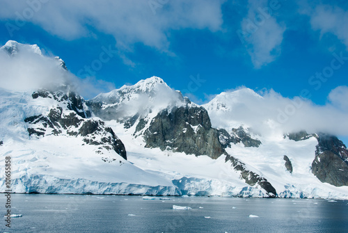 Mountains of Antarctica in a beautiful sunny day