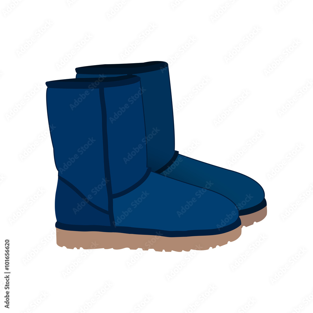 Blue winter short boots vector Blue winter short boots vector
