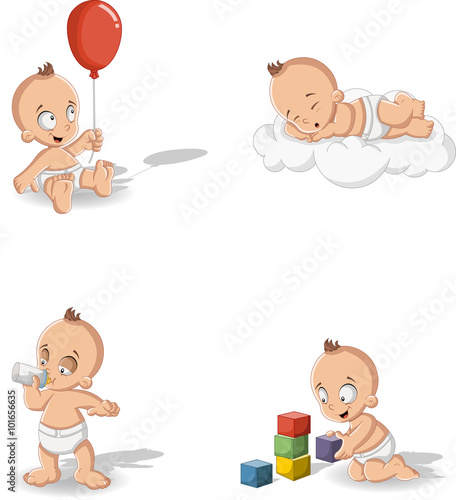 Baby boy wearing diaper. Cute toddler.
