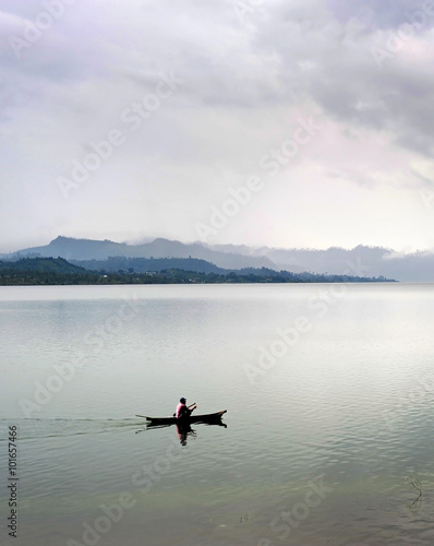 Balinese fisherman ona lake