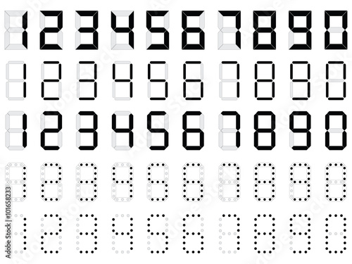 Simple digital numbers illustrated on white