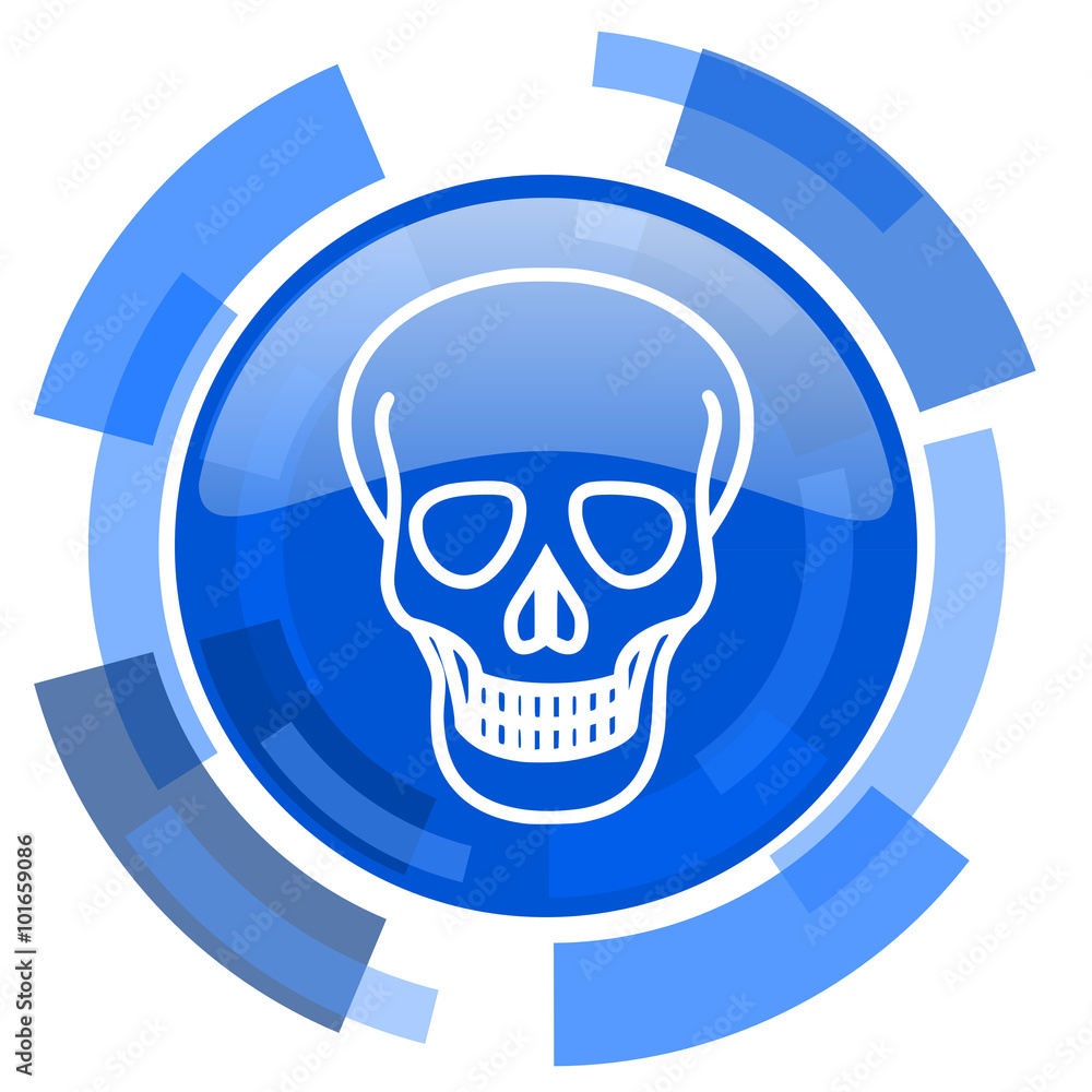 skull blue glossy circle modern web icon