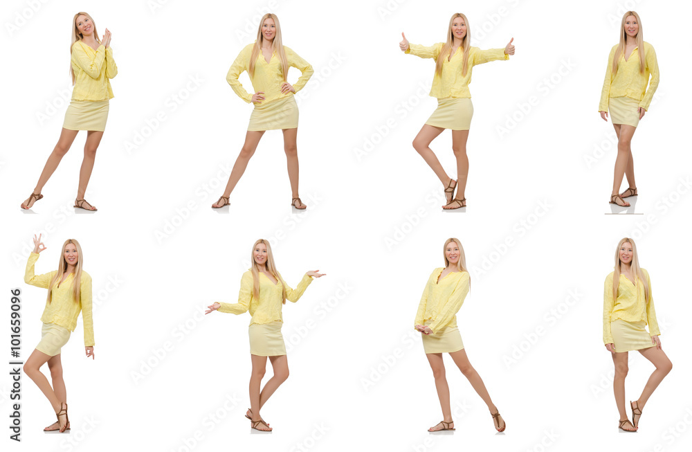 Fototapeta premium Collage of woman isolated on white