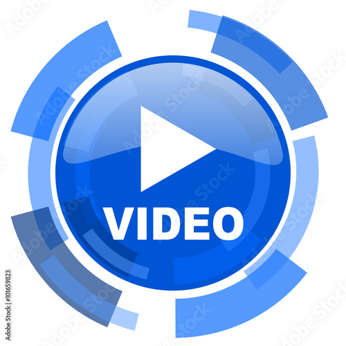 video blue glossy circle modern web icon photo