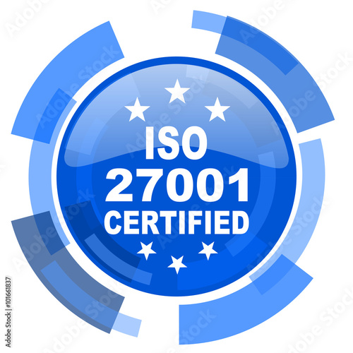 iso 27001 blue glossy circle modern web icon