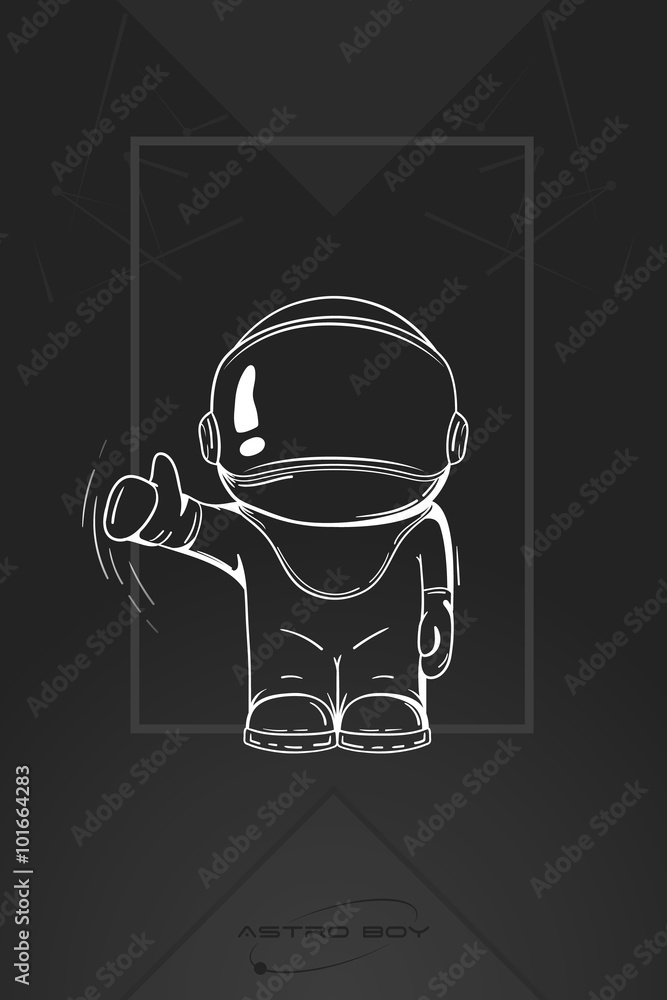 Hand drawn astronaut in spacesuit. Line art cosmic vector illustration. Thumbs up. Like. Hand drawn astronaut in spacesuit. Line art cosmic vector illustration. Thumbs up. Like.