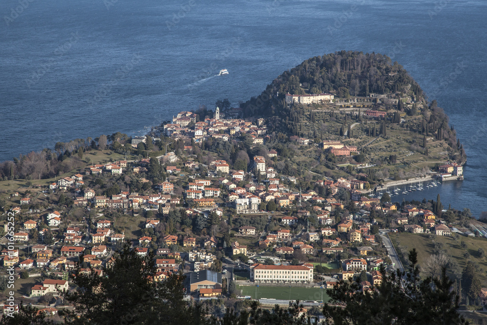 Panoramic view of the peninsula of Bellagio on Lake Como