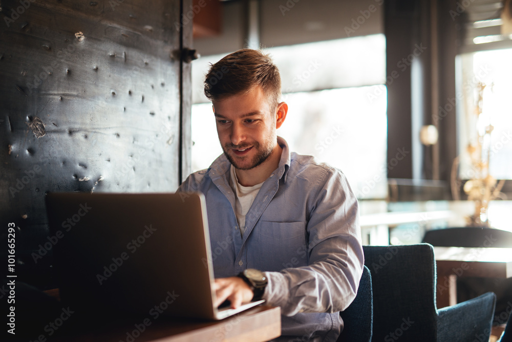 Working in a cafe Working in a cafe