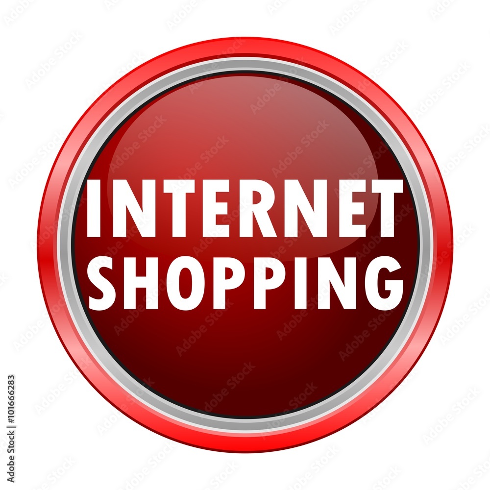 Internet Shopping round metallic red button Internet Shopping round metallic red button
