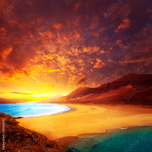 Bild auf Leinwand Cofete Fuerteventura beach at Canary Islands