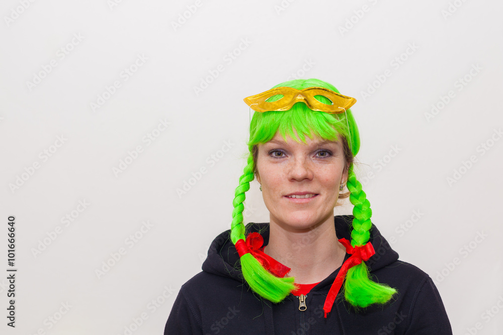 women with a green hair carnival mask women with a green hair carnival mask