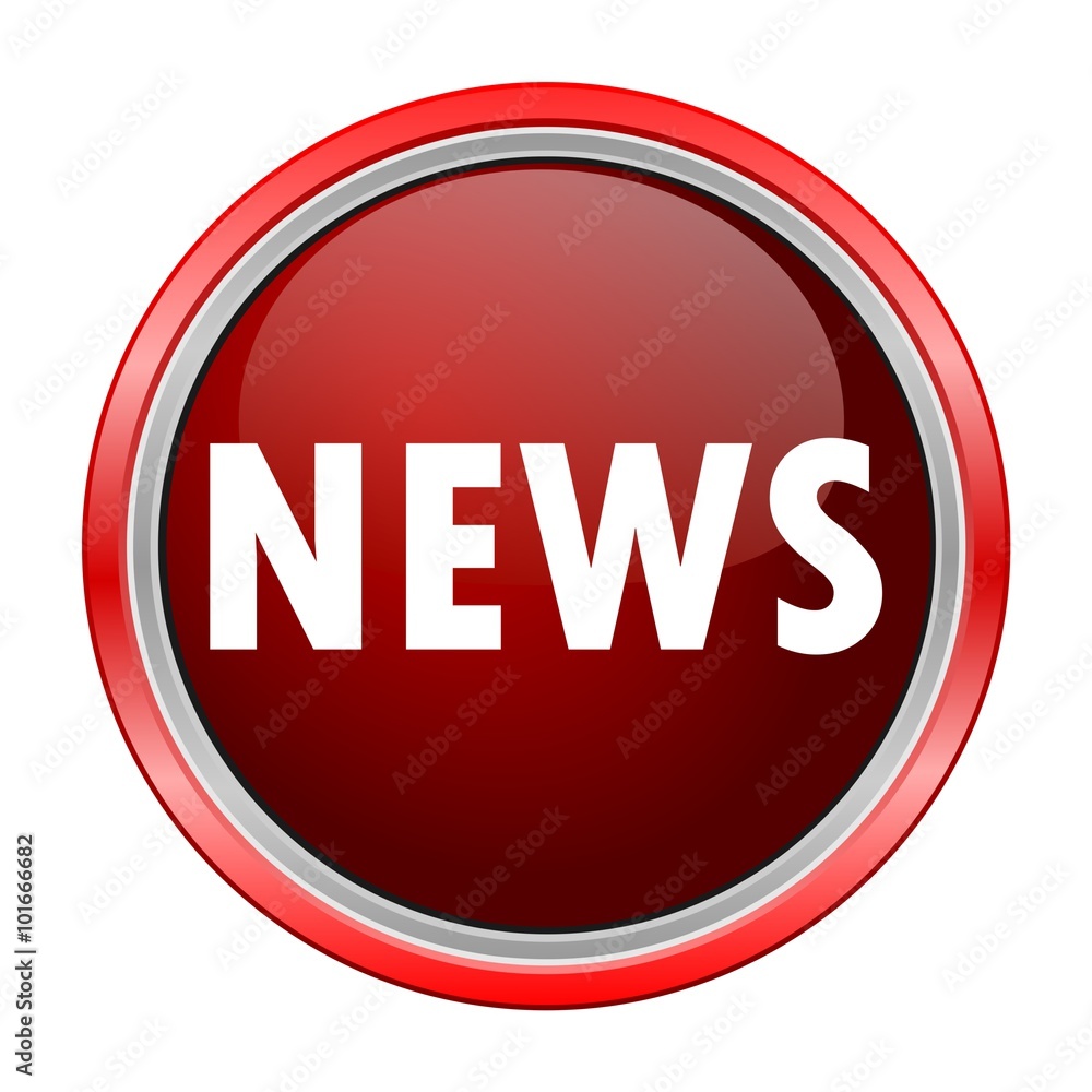 News round metallic red button News round metallic red button