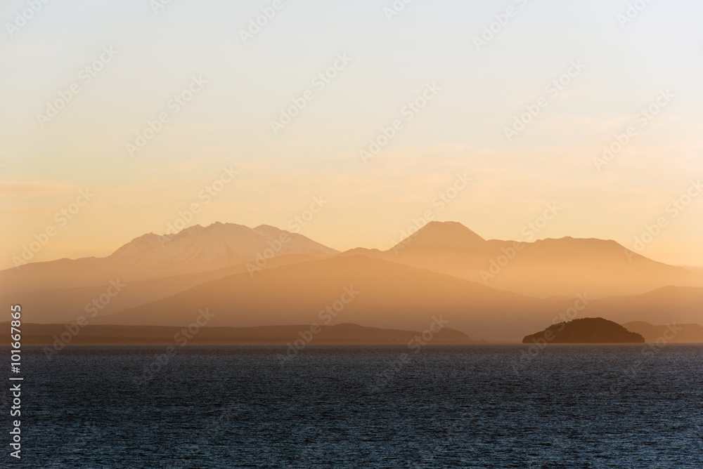 Sunset over Lake Taupo, North Island, New Zealand