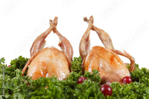 Carcasses of quail roasted ...