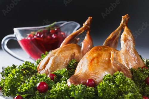 Carcasses of quail roasted ...