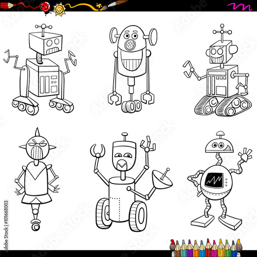 robot characters coloring page