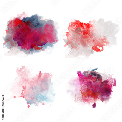 Lovely Red Watercolor Blobs. Set of Watercolor Splashes