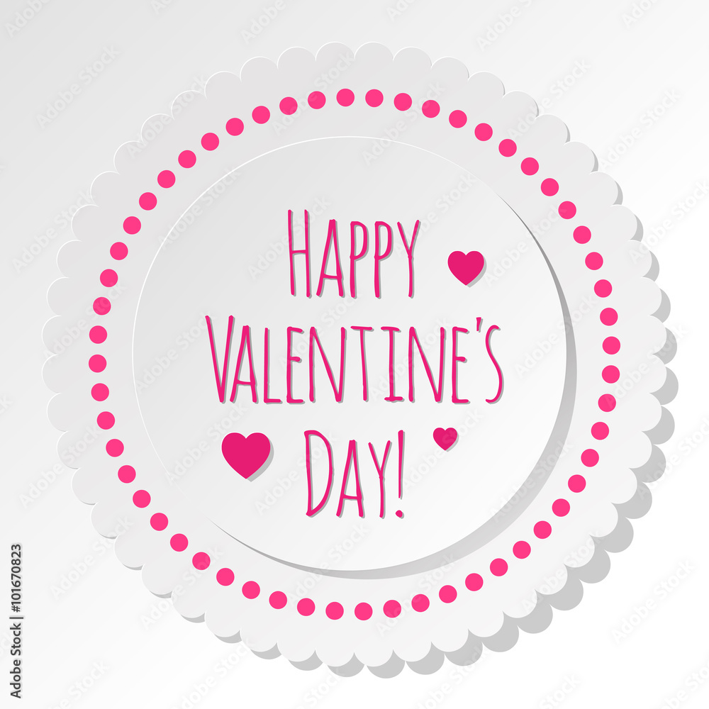 Fototapeta premium Valentine's Day Postcard Circle white on a white background.