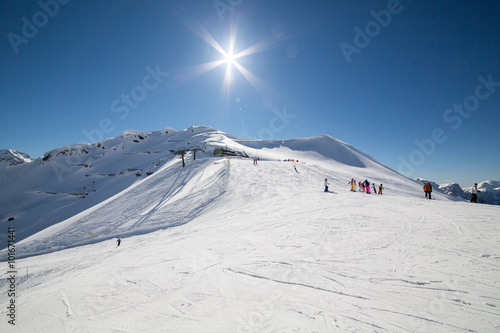 Ciampac ski area near Marmolada glacier, Val di Fassa, Dolomites