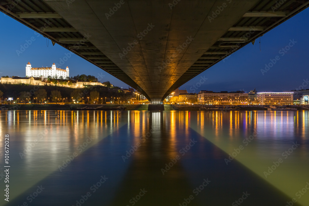 Evening cityscape of Bratislava, the capital of Slovakia, Europe
