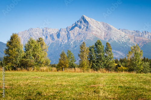 View on mountains of High Tatras and peak Krivan, Slovakia