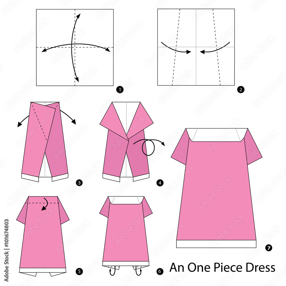 step by step instructions how to make origami An one piece dress. Stock  Vector | Adobe Stock