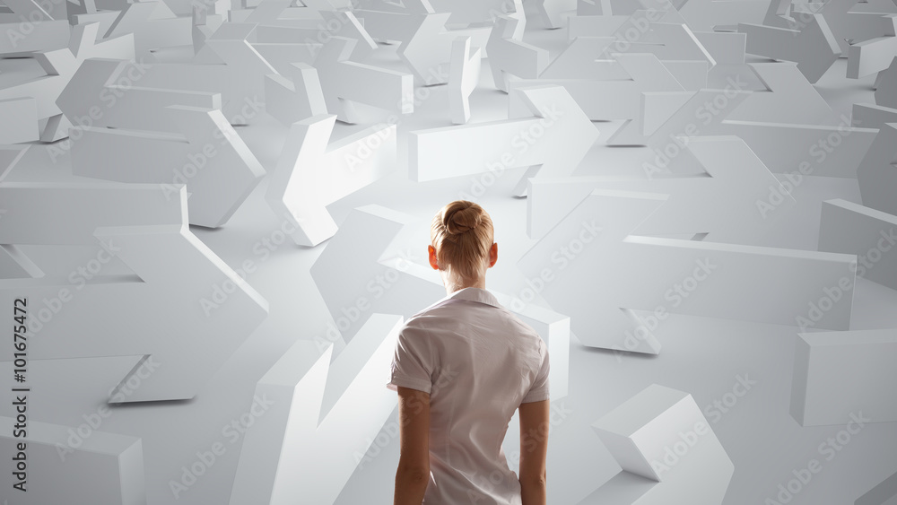 Troubled businesswoman finding way out Troubled businesswoman finding way out