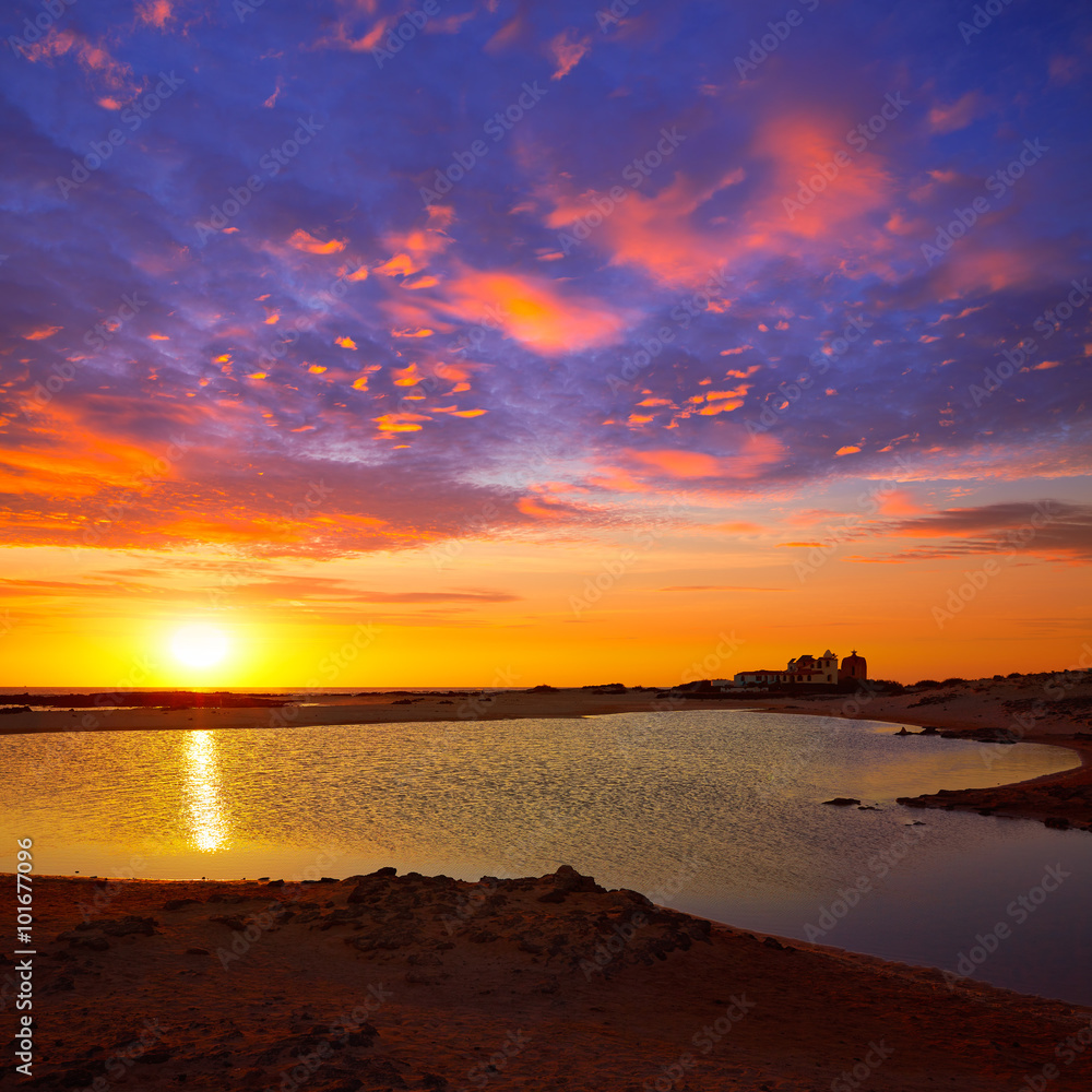 Obraz premium El Cotillo la Concha Beach sunset Fuerteventura