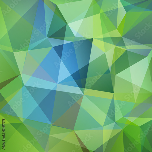 Abstract background consisting of triangles. Green, blue colors.