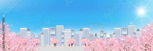 桜　春　都会　背景