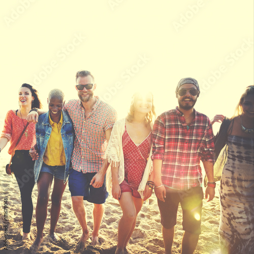 Diverse Beach Summer Friends Fun Bonding Concept