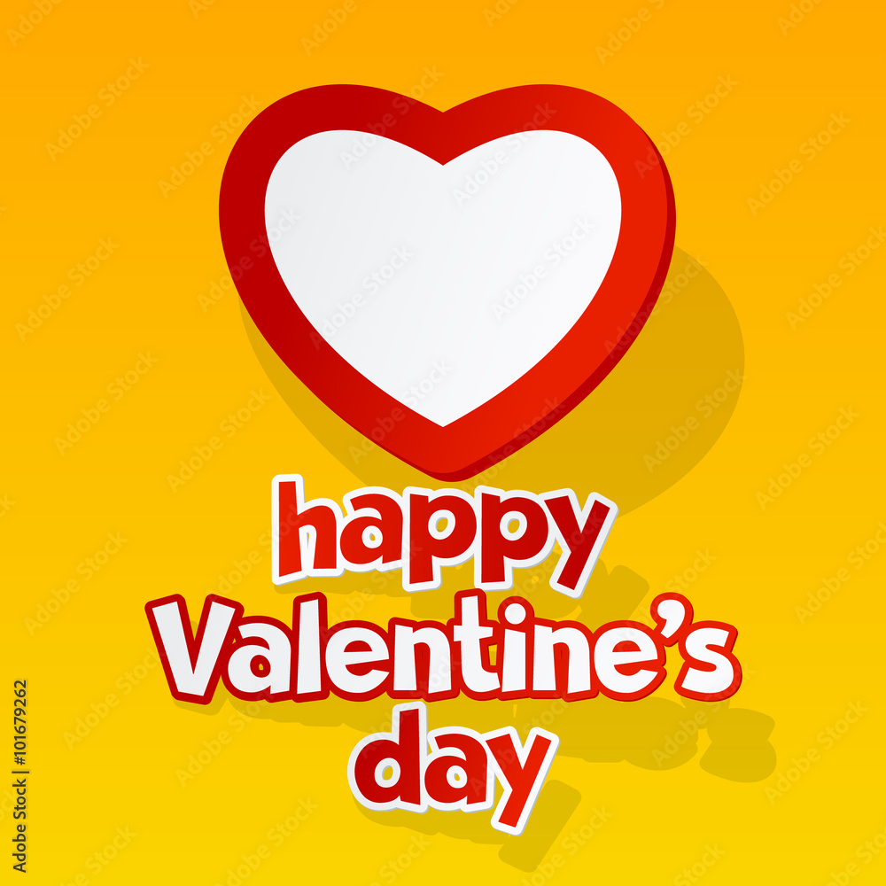 Vector greeting card for St Valentine's Day with heart and text in sticker style