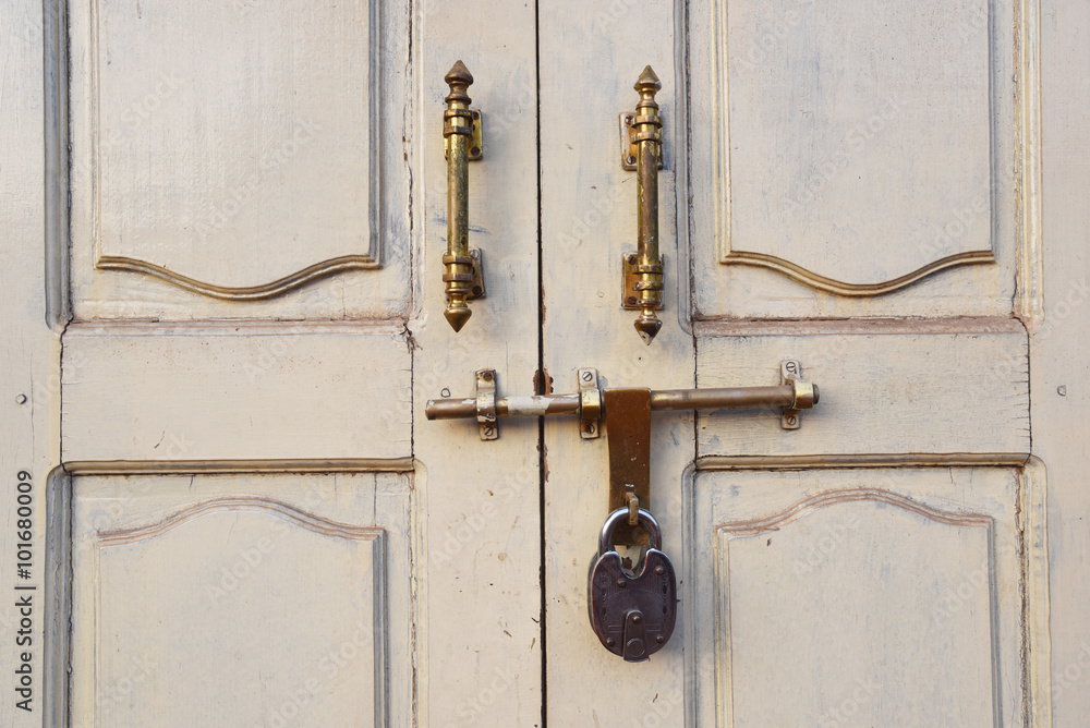 closed up the local master key on white wood door, Nepal closed up the local master key on white wood door, Nepal