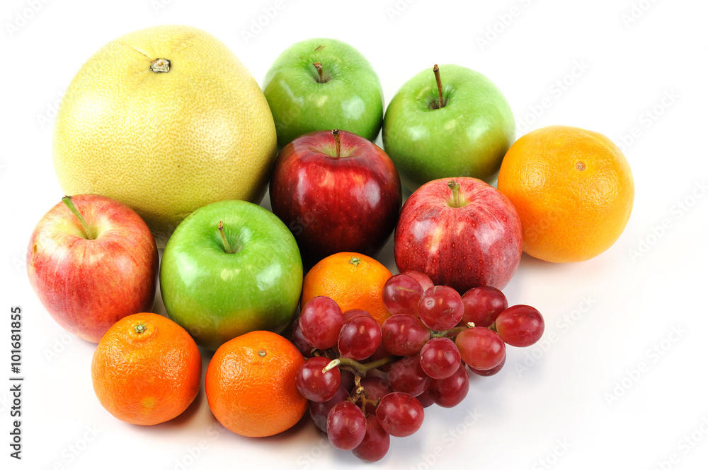 different kinds of fruits on the white background different kinds of fruits on the white background