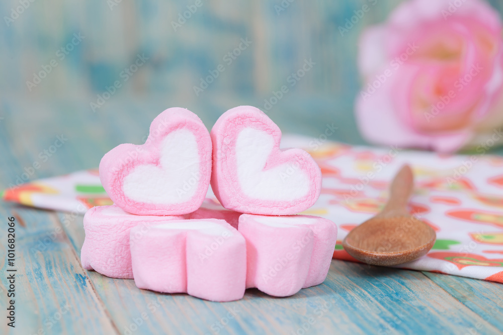 Valentine candies on color wood.selective focus. Valentine candies on color wood.selective focus.