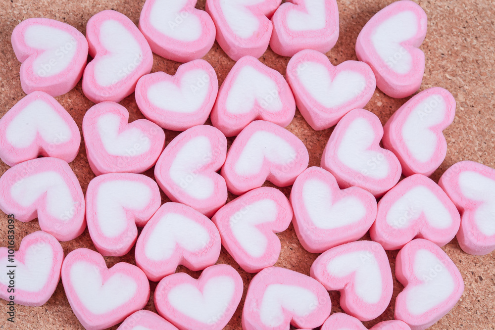 Obraz premium heart shaped candies on background,selective focus.