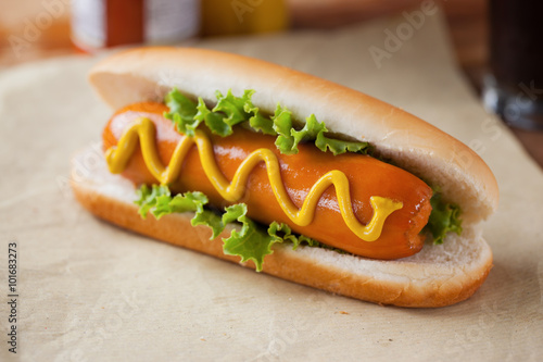 hot dog on paper for meal