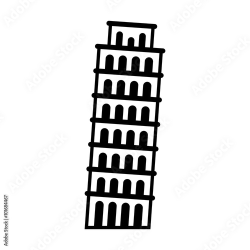 The Leaning Tower of Pisa in Italy flat icon for apps and websites 